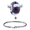 White Striped Translucent  Murano   Glass  European  Bead   Bracelet   ... 