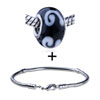 White Letter E Murano Glass European  Bead   Bracelet   ... 