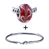 Brown Leaf Pattern Translucent Murano Glass European Bead Bracelet Combination