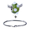 White Texture Dots Translucent Murano Glass European Bead Bracelet Combination