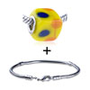 Orange And Blue Dots Murano  Glass  European  Bead  Bracelet  ... 