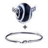 White Wave Line  Pattern  Murano  Glass  European Bead Bracelet  ... 