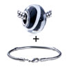 White Spiral Swirl Translucent Murano Glass European Bead Bracelet Combination