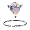 White And Yellow Texture Flower Translucent Murano Glass European Bead Bracelet Combination