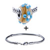  Blue  And White Texture Flowers Murano Glass European Bead  ... 