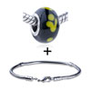 Yellow Latter V And Dots Murano Glass European Bead Bracelet  ... 