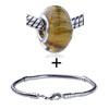 Yellow Striped Translucent  Murano   Glass  European  Bead   Bracelet   ... 