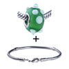 Pale Green Texture Dots Murano  Glass  European  Bead  Bracelet  ... 