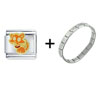 Orange Cat Sitting Italian Charm Bracelet
