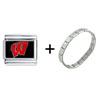 University Of Wisconsin Combination  Italian   Charm  Bracelet