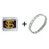 Fs  Florida  State Glitter Combination Italian Charm Bracelet