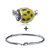 Yellow And Blue  Enamel  Spot European Bead Bracelet  ... 