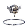 Drum Shaped Abstract Symbol Pattern European Bead Bracelet  ... 
