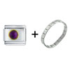 Circle February Amethyst Color  Rhinestone  Italian Charm  ... 