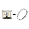 Circle April  Diamond  Color Rhinestone Italian Charm Bracelet
