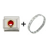 Circle July  Ruby  Color  Rhinestone  Italian Charm Bracelet