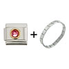 Circle  October  Pink Tourmaline Color Rhinestone Italian Charm  ... 
