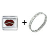 Red  Lips  Italian Charm Bracelet