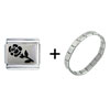  Black  Rose Italian Charm  Bracelet 