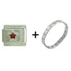 Silver  Star   Red  Combination Italian Charm Bracelet