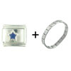  Silver  Star Blue Italian  Charm  Bracelet