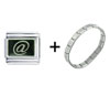  Silver  "@" Black Italian  Charm   Bracelet 