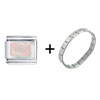 Silver  "@" Pink Italian  Charm   Bracelet 