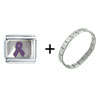 Purple Ribbon Italian  Charm   Bracelet 