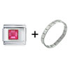 July  Ruby  Color Birthstone Italian Charm Bracelet  ... 