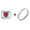 January  Garnet  Color Heart Birthstone Italian Charm Bracelet