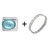 March Aquamarine Color Big Oval  Birthstone  Italian Charm  ... 