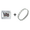 Wavy  Usa   Flag   Italian   Charm  Bracelet FBT_R827_STARTER
