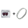 Two  Hearts  Purple And Golden Combination Italian Charm  ... 