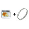 Orange Football Helmet Combination Italian Charm Bracelet