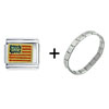  Gold  Usa Flag Italian  Charm   Bracelet 