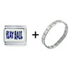 Play  Ball  Text Italian Charm Bracelet
