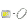 Yellow Number 48 With Flames Italian Charm Bracelet
