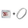 Red Number 3 With Flames Italian Charm Bracelet