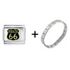  Black  Route 66 Italian Charm  Bracelet 