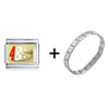 Gold Plated Number 48 In Flames Italian Charm Bracelet