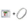  Palm   Tree  With Gold Plated Outline Italian Charm Bracelet