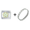  White   Gold  Tone Flower Italian Charm Bracelet