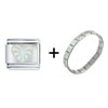  White   Heart  Italian Charm Bracelet