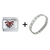  Silver  Tone Red Heart  Italian  Charm Bracelet