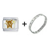 Teddy  Bear  With Flower Italian Charm Bracelet