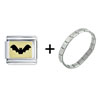  Gold  Tone Black Bat Italian  Charm   Bracelet 