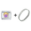 Girl In Purple Overalls Italian  Charm  Bracelet
