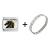  Black  Horse Stallion Italian Charm  Bracelet 
