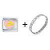 Pink Heart And Marriage  Ring  Italian Charm Bracelet