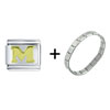  Gold  Plated Letter M Italian  Charm   Bracelet 